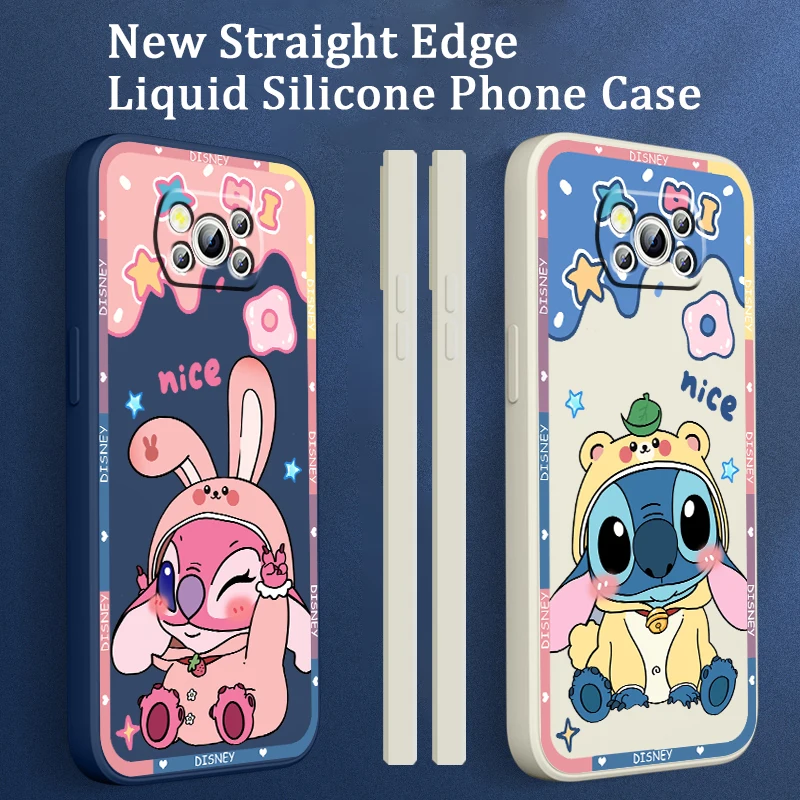 

Disney Angel Stitch Baby Liquid Left Rope For Xiaomi Mi Poco X5 X4 X3 M6 M5 M5S M4 M3 F5 F4 F3 C55 C40 Pro 5G Funda Phone Case