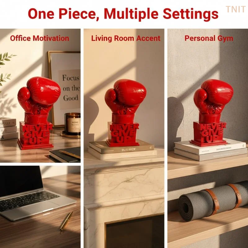 [J] 3D Printed Never Give Up Boxing Glove Figurine Inspirational Desk Decor Motivational Sculpture for Office Home Gift Birthday