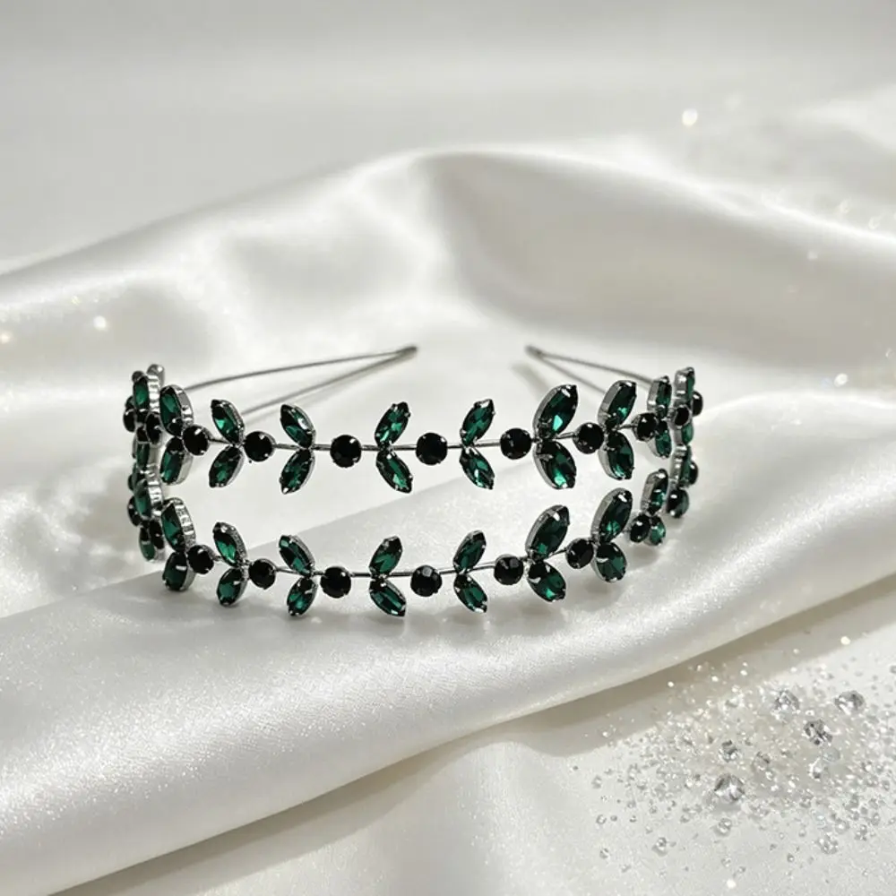 Double Layer Rhinestone Leaf Hairband Luxury Exquisite Leaf Bridal Tiaras Elegant Dazzling Wedding Headdress Stage Performances