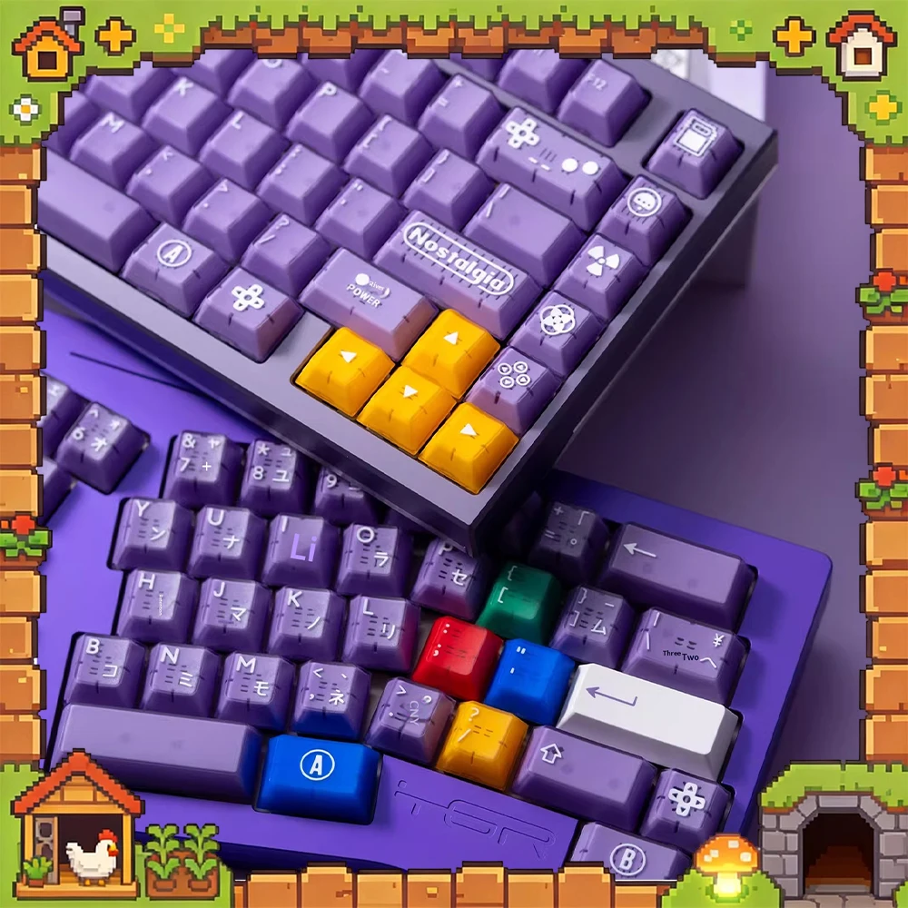 PBTfans Atomic Purple R2 PC Keycaps Abs Semipermeable Keyboard Keycaps Original Factory Customization For PC Accessories Gifts