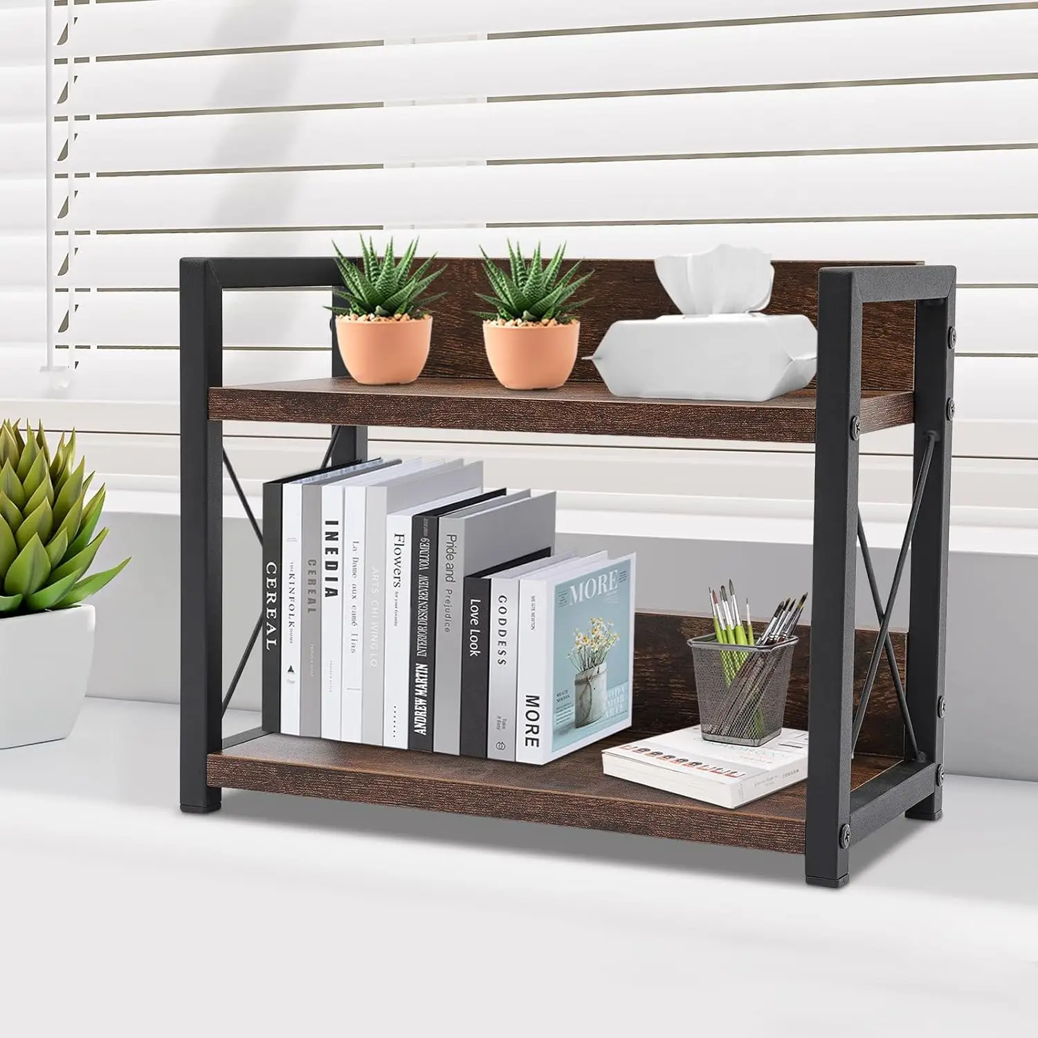2-stöckige Küchenarbeitsplatte, Küchenregal, Standregal, geeignet für Küche, Wohnzimmer, Büro, 30 x 15,75 x 26,42 cm
