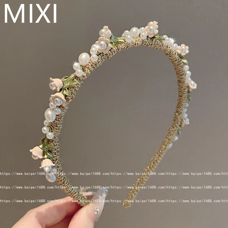 

New Korean pearl flower women's hair accessories headband for princesses with retro style temperament hair clips for hair bands