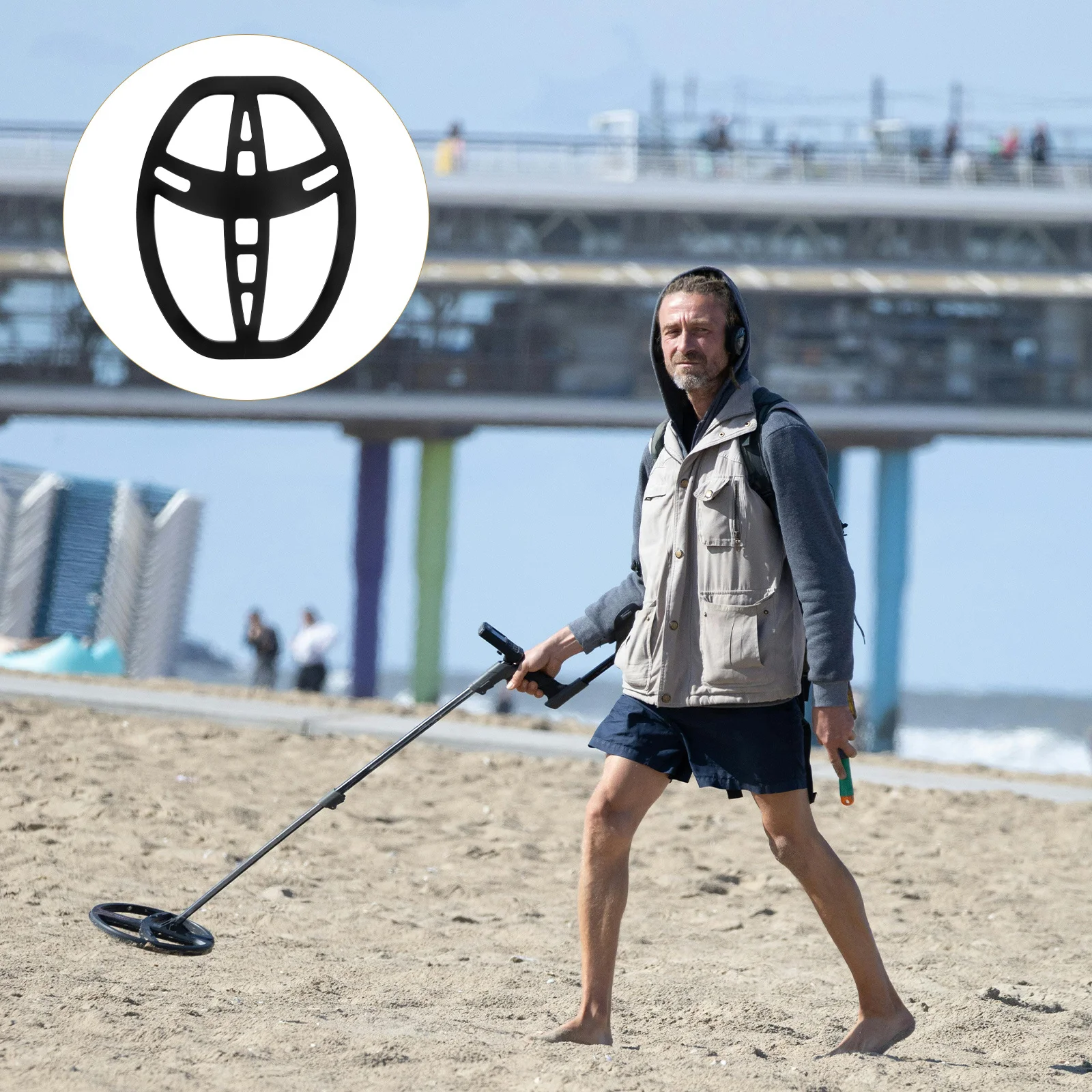 Couvercle de bobine métallique d'aspect lumineux, conception précise, Protection optimale, outil de détection de métaux Portable, détecteur d'or