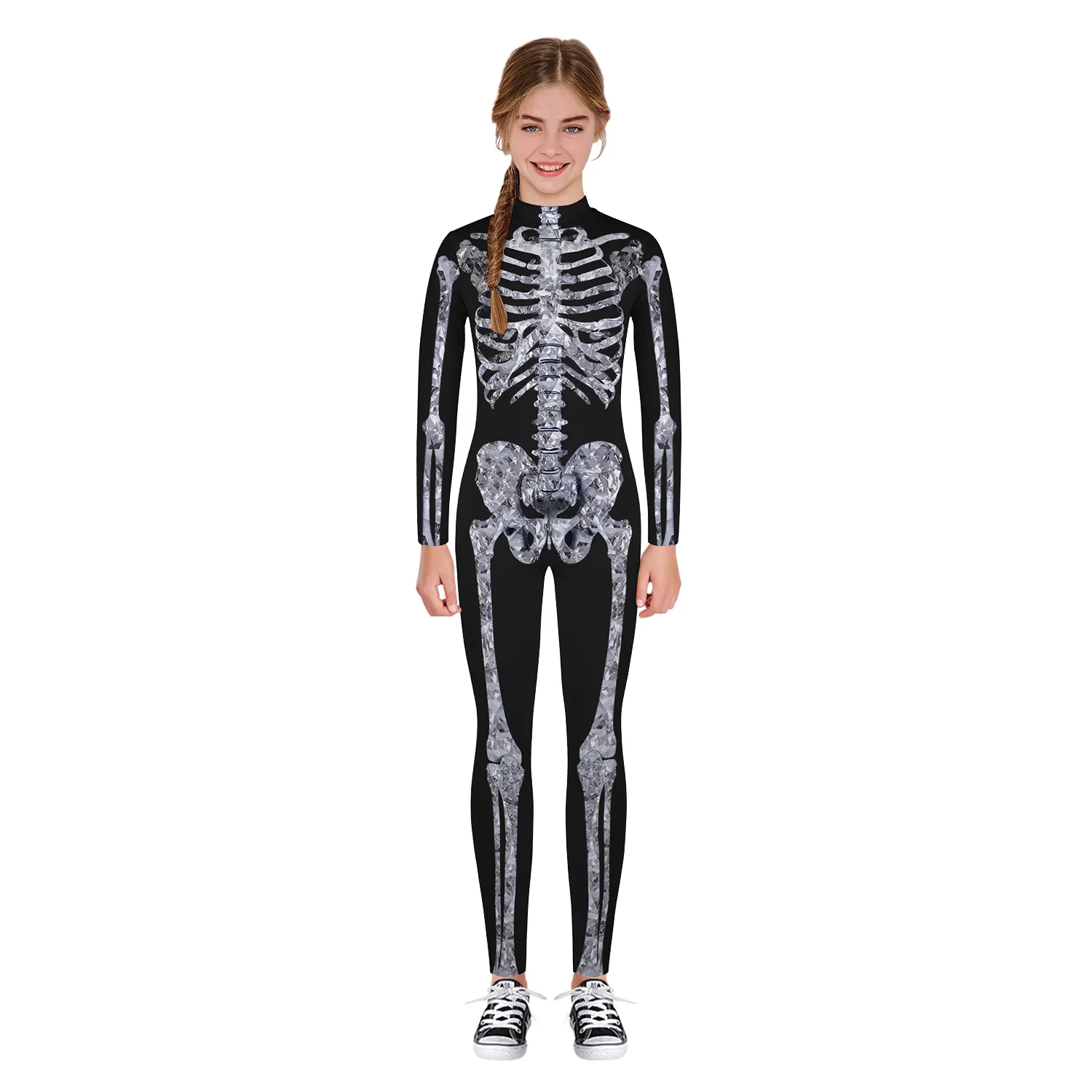 Boys Girls 3D Digital Skeleton Skull Printing Bodysuit Children Punk Robot Jumpsuit Kids Halloween Cosplay Costumes Outfit