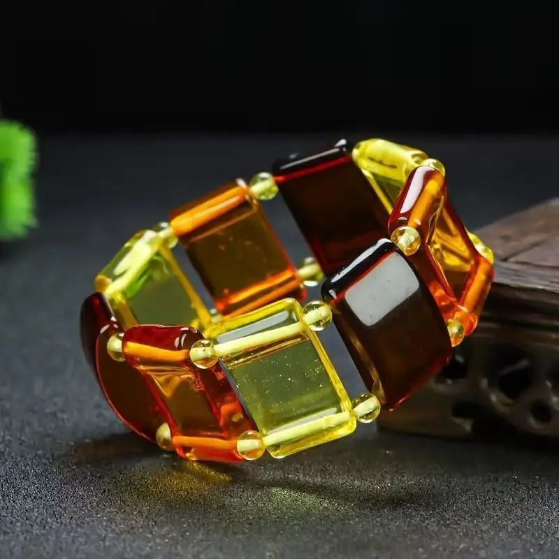 Beeswax Bracelet Retro Square Splicing Design Is White and Versatile, Daily Wear Jewelry, Second-generation Handicrafts