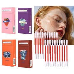 20Pcs/set Cotton Swab Lip Tint Long Lasting Not Easy to Fade Tattoo Lipstick Makeup Cosmetics Cigarette Case Liquid Lip Gloss