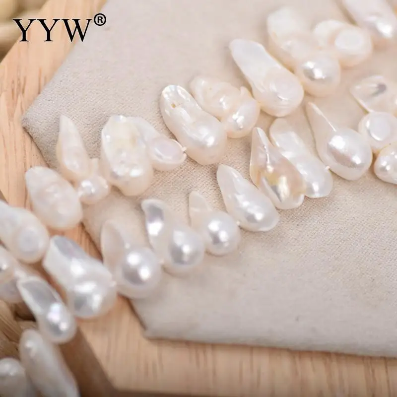 

Cultured Baroque Freshwater Pearl Beads White 10-20mm x 7-8mm Approx 37 Cm Strand Jewelry Making DIY Necklace Bracelet Pearls