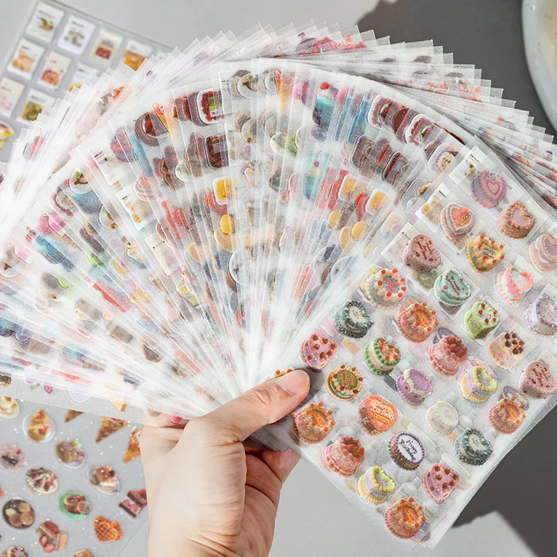 4 نمط 6 قطعة/الحقيبة تألق الرمال PET مقاوم للماء قطع ملصقات الفيلم الأوقات القديمة السعادة سلسلة الطراز القديم كتيب بها بنفسك الديكور