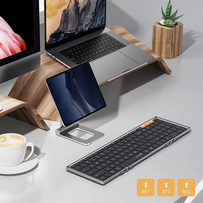 ProtoArc Foldable Bluetooth Keyboard Folding Wireless Portable Keyboard with Numeric Keypad for iPad Tablet Smartphone Laptop PC
