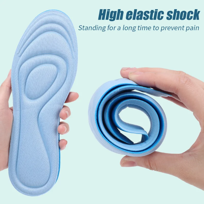 5D Massage Sports Insoles Sole High Elastic Shock Absorption Shoe Pad Men Women Insole Sneakers Soft Cotton Corrective Shoe Pads