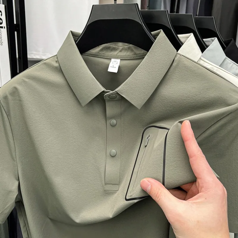 Summer Outdoor Comprehensive Training Sweat Absorbing Quick Drying T-shirt for Couples Fashionable Trendy Ice Silk Polo Shirt