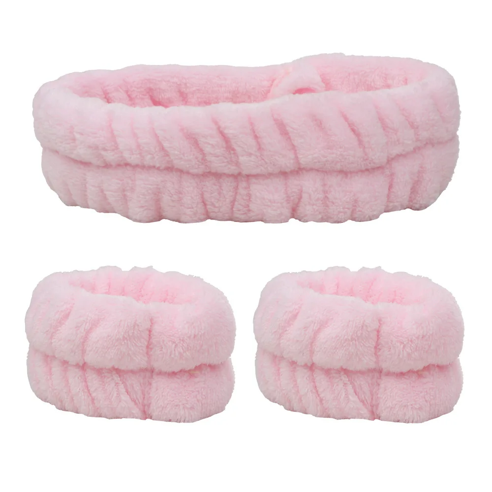 Samtweiches, elastisches Stirnband, Gesichtswasch- und Make-up-Stirnband, Haargummi, Gesichtswasch-Set, wasserdichtes Handgelenkschlaufe und Heanband-Set – Detail 9