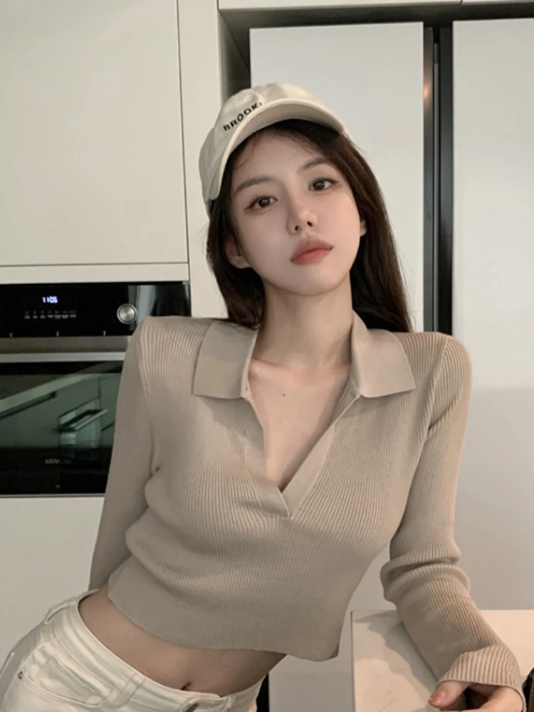 

Chic Retro Korean Sle Versatile ort Knitted Base irt Women's Spring 2026 New Sweater Long Sve Top Faionable Commut...