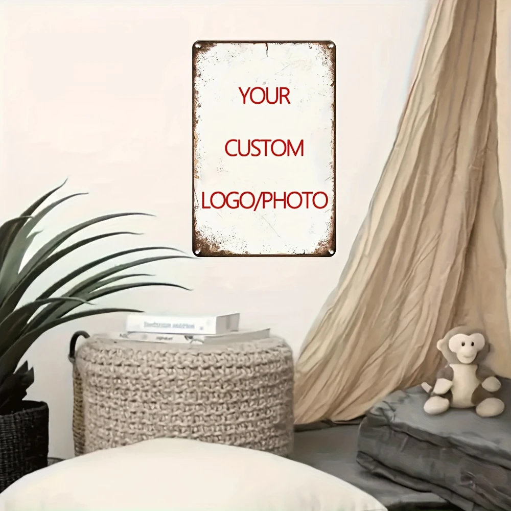 Custom Metal Tin Sign Personalized Your Own Text Message Logo Image 8x12 Inch 20*30cm 2D Flat Printing Vintage Rustic Wall Plaqu - view 5