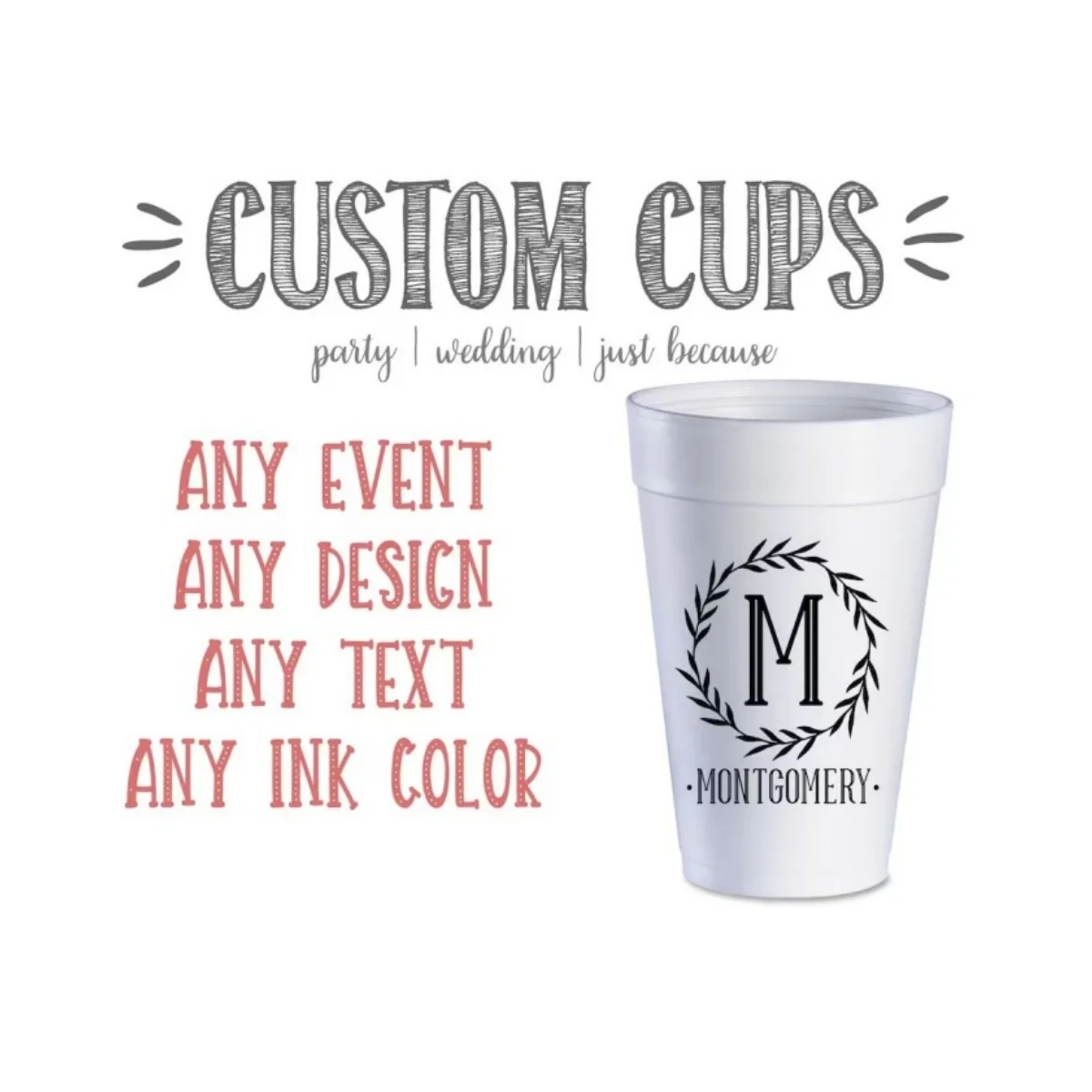 

Personalized Cups, Stadium, 16 oz, Monogrammed, Custom, Plastic, Cocktail Cups, Wine Cups, Party Cup, Wedding Cups, Birthday, Sh