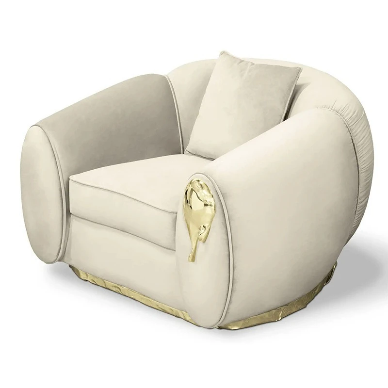Italian light luxury frosted leather sofa, high-end villa luxury design