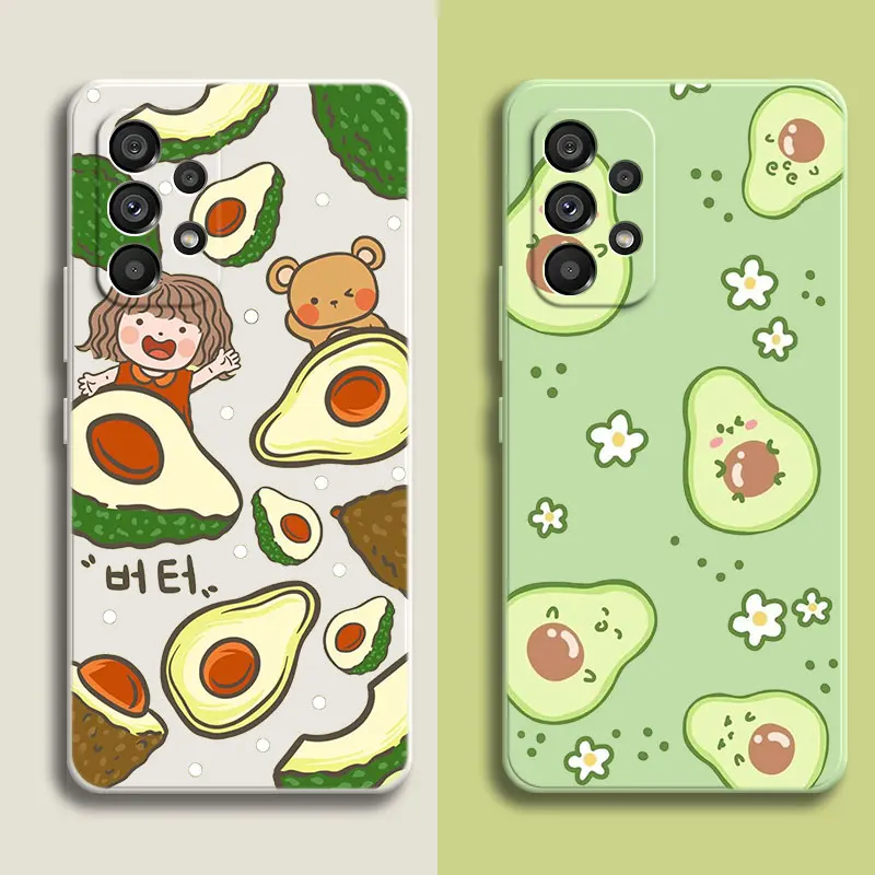 Cute Cartoon Avocado Case For Samsung Galaxy A14 A33 A34 A53 A54 A13 A12 A23 A24 A22 A32 A50 A51 A52S A70 A71 A72 A73 A04S A04E