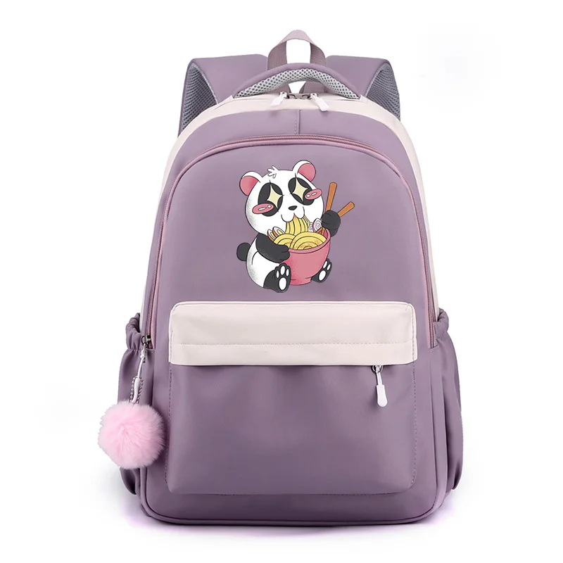 Zaino modello simpatico panda che mangia Ramen Nuova borsa da scuola casual di grande capacità Zaini scolastici panda carini