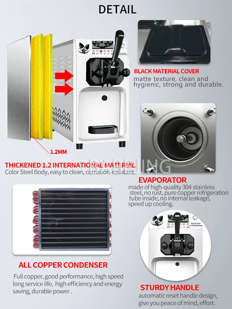 

BABEJING 220V 110V Commercial High-Quality Soft Ice Cream Machine, New Single Head Cold Drink Machine