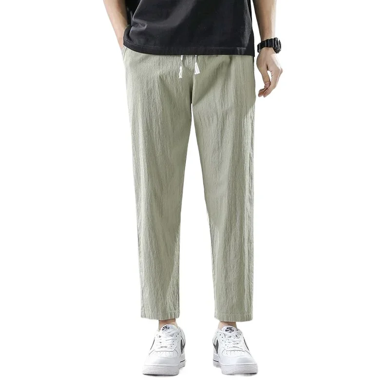 

Men's Linen Pants Male Breathable Beach Trousers Fitness Lightweight Streetwear Cotton Sweatpants