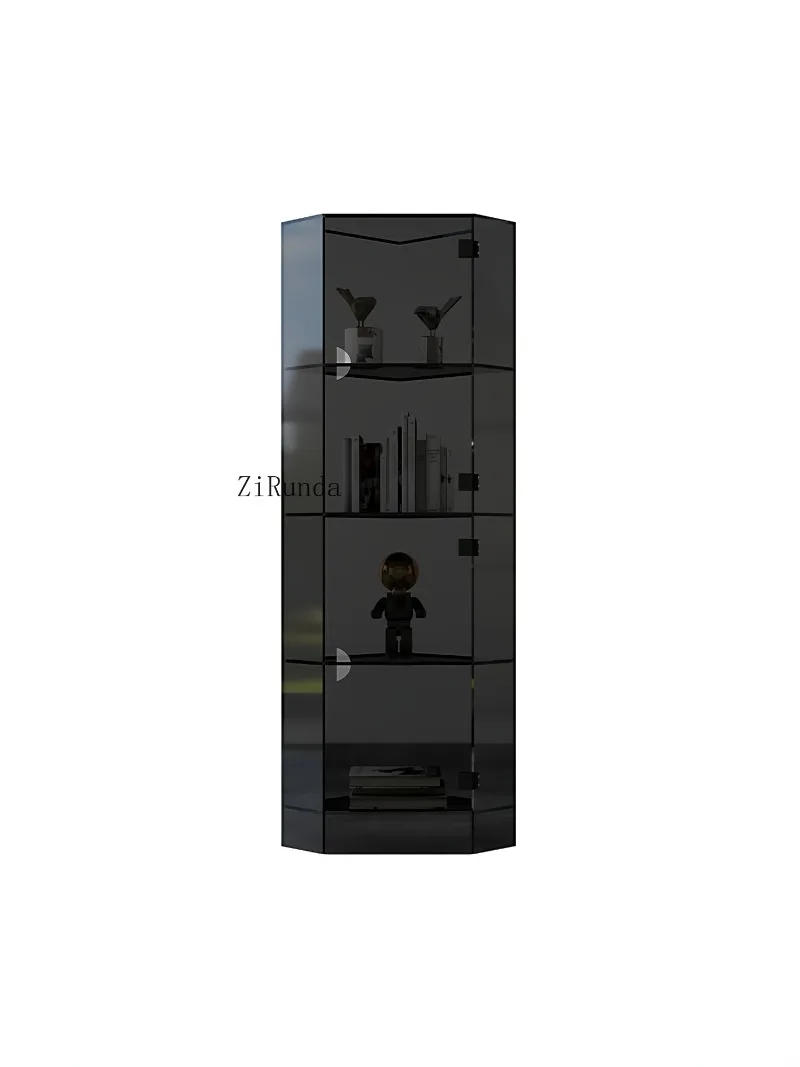 Modern acrylic three-layer corner cabinet is suitable for living room and dining room - a narrow storage display