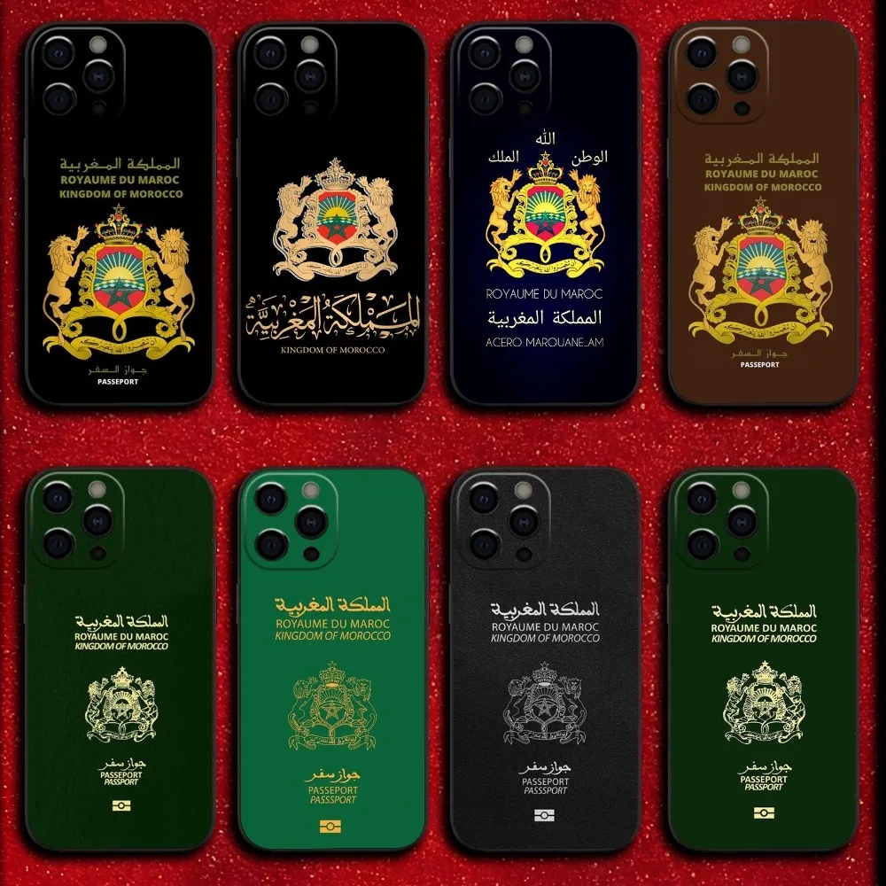 

Morocco Passport Phone Case For iPhone 16,15,14,13,12,11,Pro,XS,Max,XR,Plus,SE,Mini Soft Black Cover
