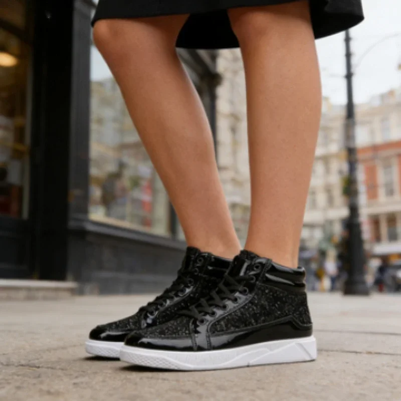 

Men's Casual Shoes, High Top Sparkling Flat Sports Shoes, Anti Slip Soles, Skateboarding Shoes, High Top, All Season Hot Items