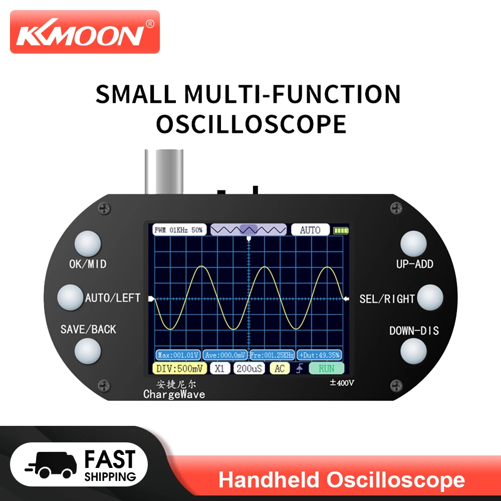 KKMOON Handheld Oscilloscope 320*240 Resolution 2.4inch TFT Display 2.5MHz Sample Rate 200KHz Bandwidth Digital Oscillometer