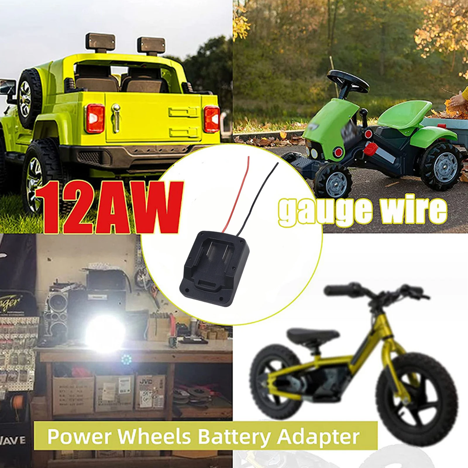 Für Parkside X20V Lithium-Ionen-Akku-Ausgangsadapter, Panelmontage, 12AWG-Kabelanschluss für 14,4V 18V 20V Elektrowerkzeuge, E-Bike