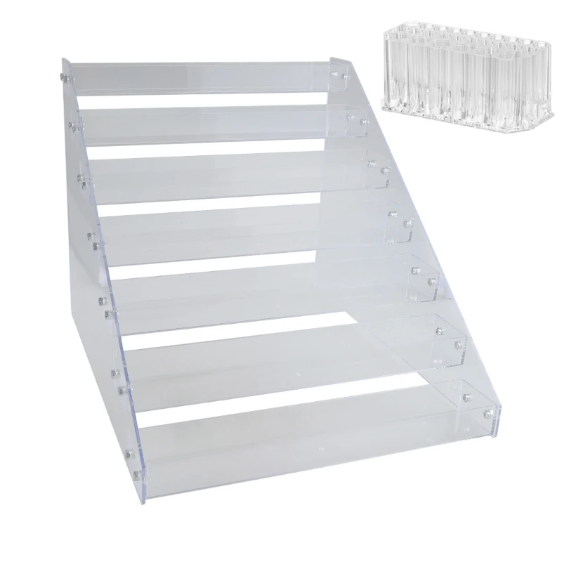 Kunststudio's Essentiële acryl verfrek Paintbuis Organisatoren Acryl 7 Lagen Stand met borstelsectie voor kunstbenodigdheden