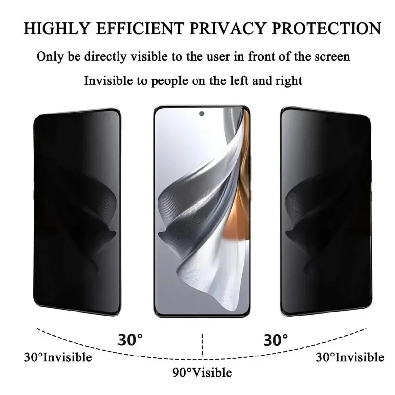 3 pçs protetor de tela 3d vidro de privacidade para oppo reno 10 11 12 f pro plus 5g anti espião filme de vidro temperado