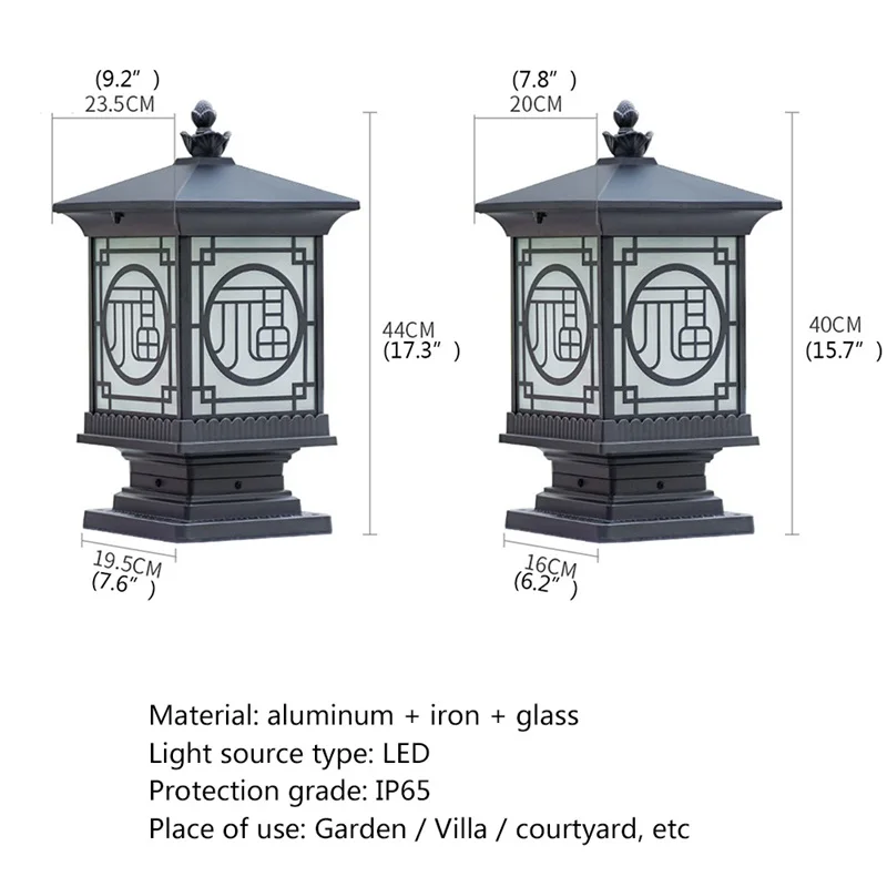 TYLA-luz de poste clásica para exteriores, Pilar Retro impermeable, lámpara LED de pared, accesorios para el hogar y el jardín