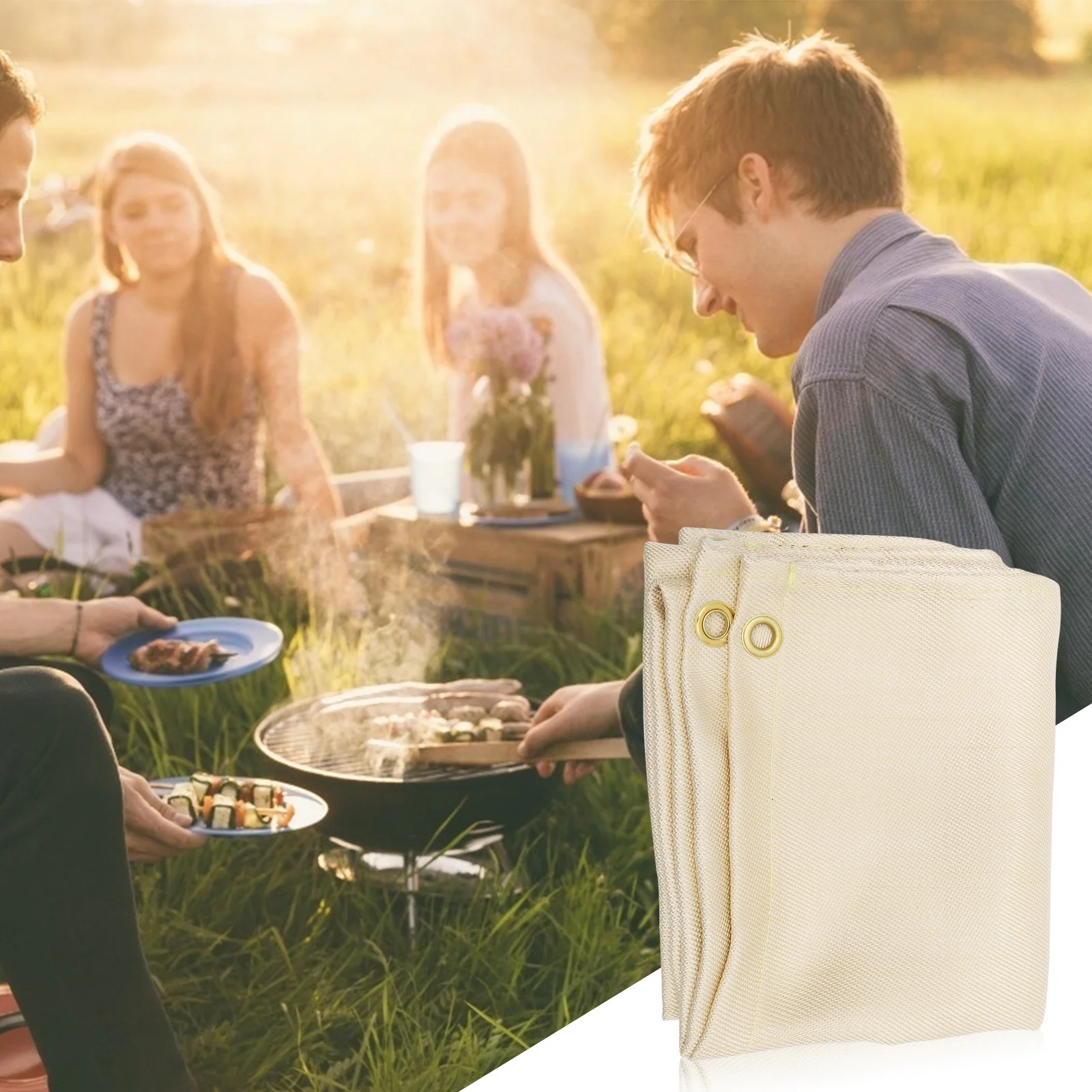 Fireproof Cloth Barbecue Insulation Pad Heat Resistance Blanket For Outdoor Camping Fiber Waterproof