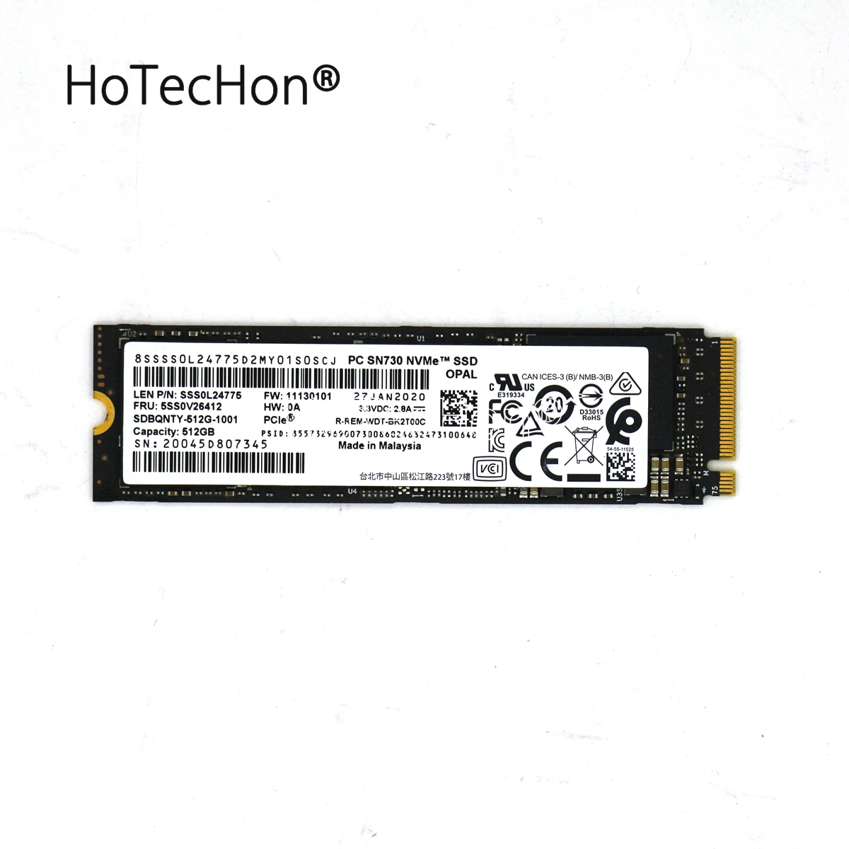 5SS0V26412 - Genuine SN730 NVMe 512GB M.2 PCIe 3x4 2280 SSD Solid State Drive SDBQNTY-512G for Lenovo