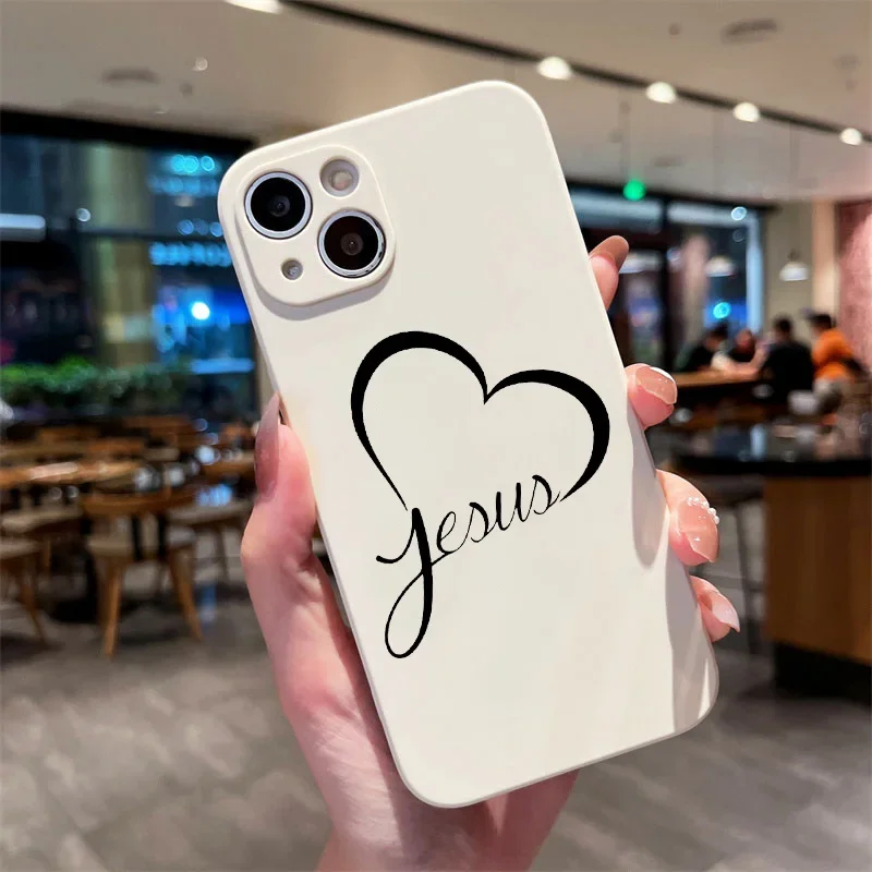 Christian Religious Faith Jesus Phone Case for iPhone 16 15 13 14 12 11 Pro Max Mini 7 8 Plus SE Soft White Silicon Cover Skin
