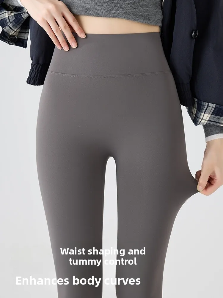 Pantaloni da yoga da donna a vita alta foderati in pelle arca che dimagriscono il controllo della pancia Sl leggings lunghi casual Faion