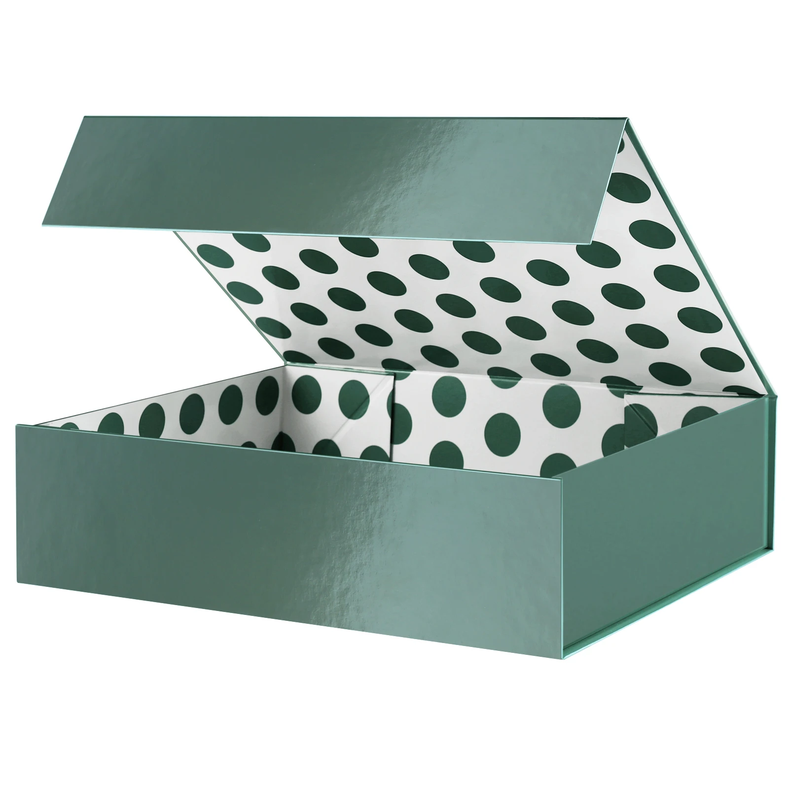 13x9.7x3.4 Inches Green Gift Boxes with Lids for Presents, Magnetic Gift Box for Clothes, Shirt Gift Boxes Glossy Metallic Green