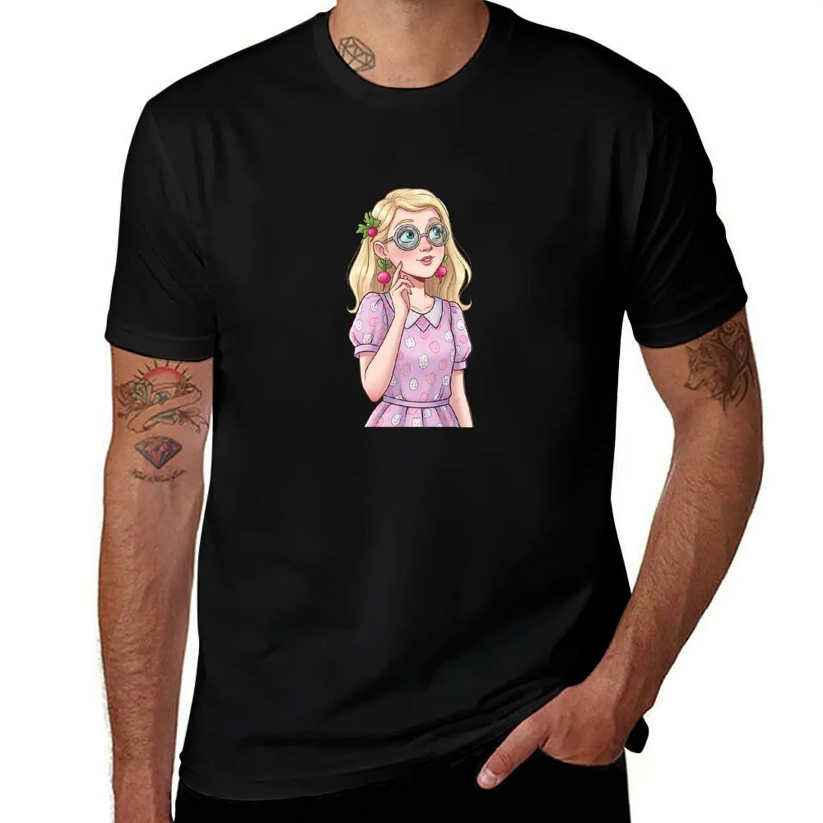 Luna Lovegood con gafas – Camiseta con pegatina excéntrica y mágica, gráficos para hombre