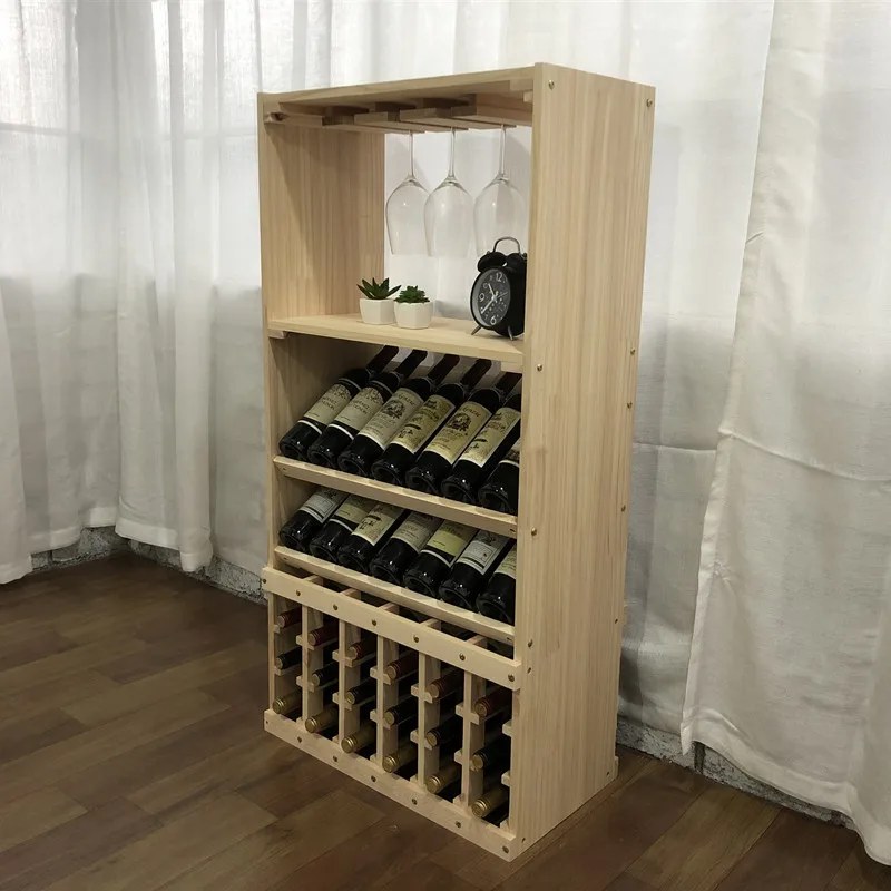 Rak Anggur Kayu Solid Rumah Tangga Nordik/Rak Display Anggur/Rak Penyimpanan Anggur/Rak Anggur Log