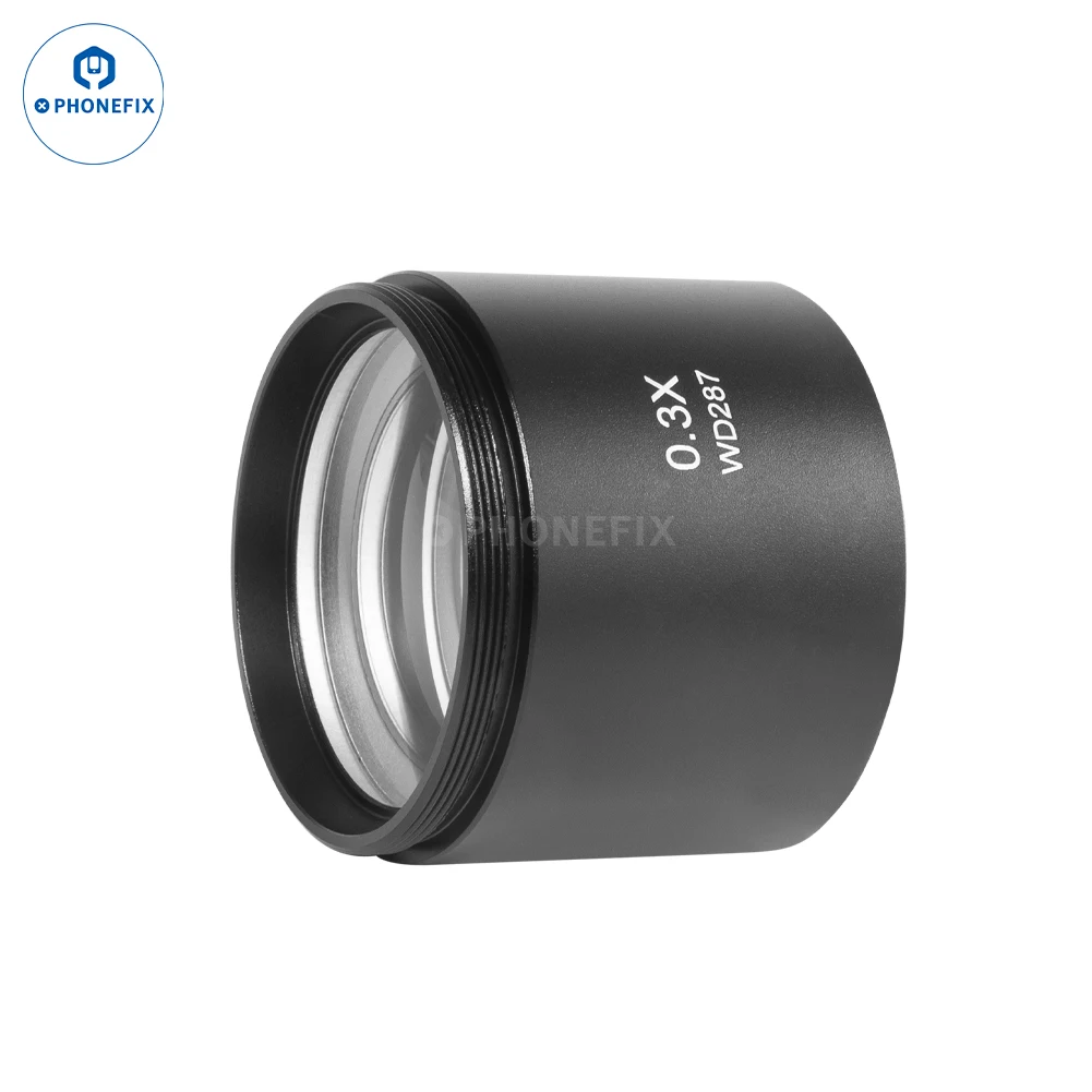 0.3X 0.5X 0.7X 2X 1X Barlow Lens Auxiliary Objects Lens  WD165 Mounting Thread Glass Lens For Stereo trinocular Microscope Part