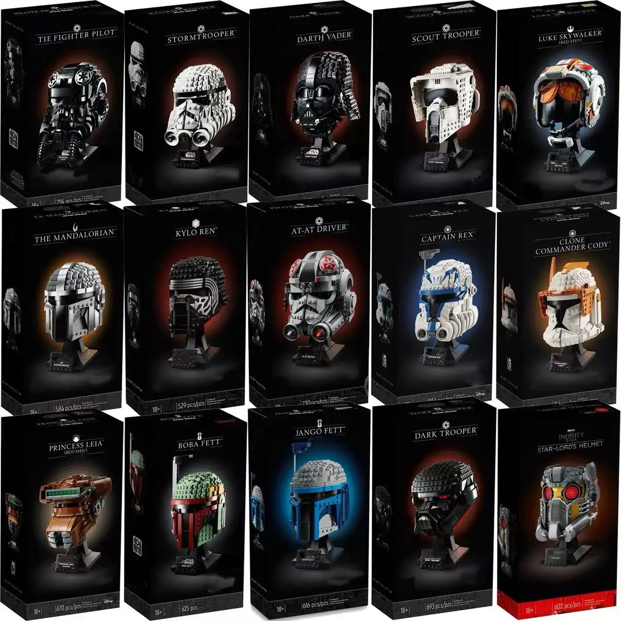 Stormtrooper Vader Casco Blocchi Tie Fighter Casco da pilota Compatibile Assemblare Modello Building Blocks Giocattoli Regali di compleanno per bambini