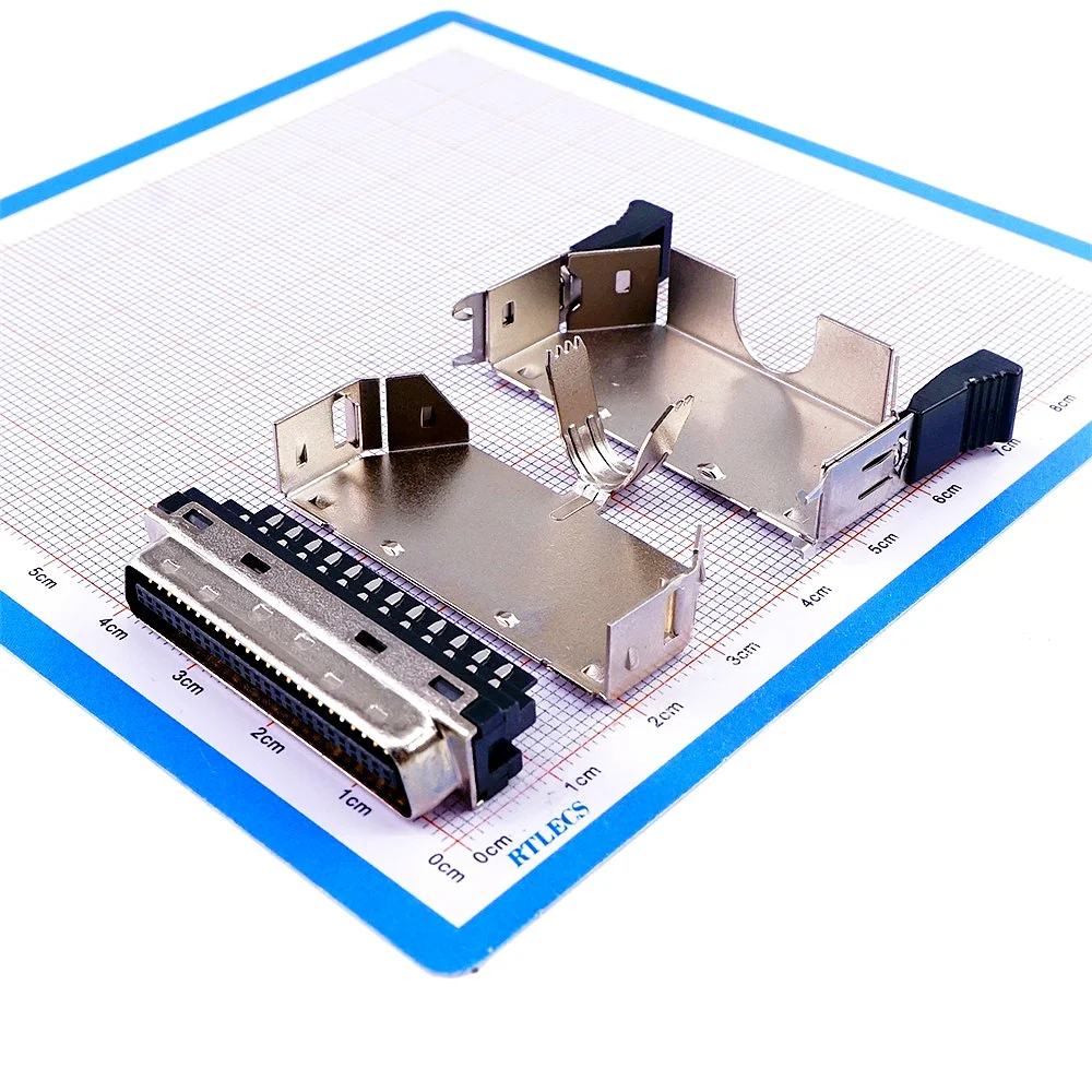 1 5 20 Pcs DIY SCSI Connector MDR 50 Positions Solder Male Plug 50 Pin Connector Shell Kit shield for cable assembly