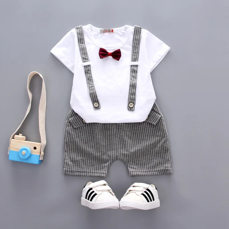 

0-4Year Kid Clothes Boy Outfit Bow T-Shirt+Striped Pant 2Pcs Set Casual Children Costume Toddler Girl Suit Two-Piece Baby A825