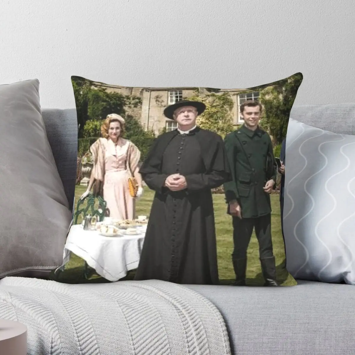 Father Brown Group Square Pillowcase Polyester Linen Velvet Printed Zip Decorative Pillow Case Sofa Seater Cushion Cover 45x45