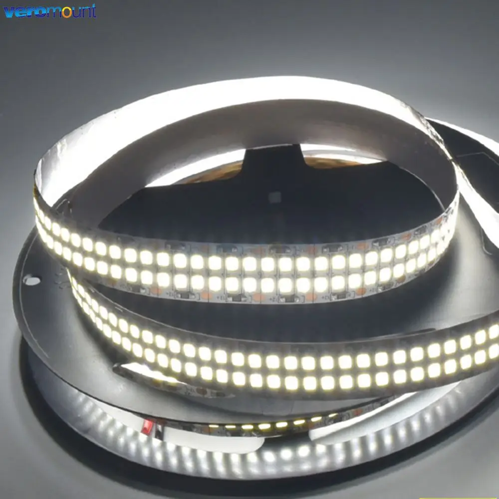 5m Double Row 2835 Flexible LED Strip 240leds/m 480leds/m Cool Warm White 4000K IP20 Non-Waterproof 1200/2400 SMDs 12V 24V DC