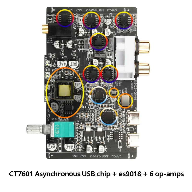 Mini HIFI Audio Decoder ES9018 DAC 32BIT 384KHz DSD256 decodifica Lossless scheda Audio del Computer del telefono cellulare CT7601 Chip USB