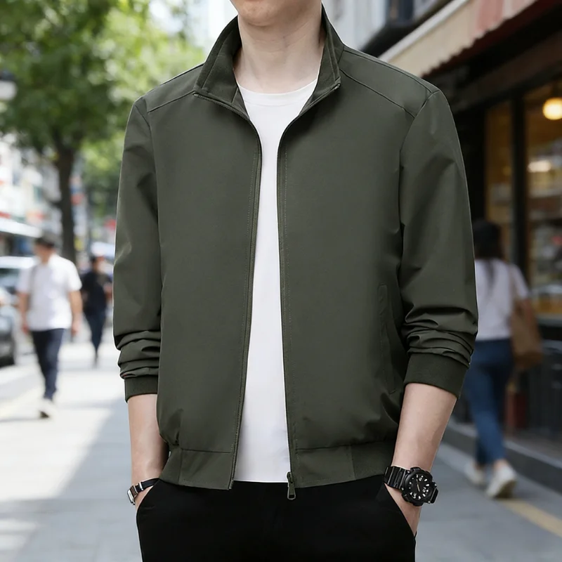 Men's Classic Business Jacket Windbreaker Zipper Jacket Turn-Down Collar Autumn Man Formal Trench Coat Spring Men Clothing
