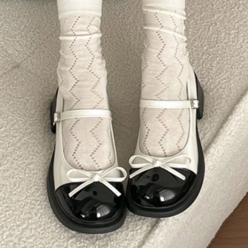 Spring and Autumn Women's Color Blocking Comfortable High Heel Single Shoes New Women Bow Embellishment Fashion Low Top Shoes