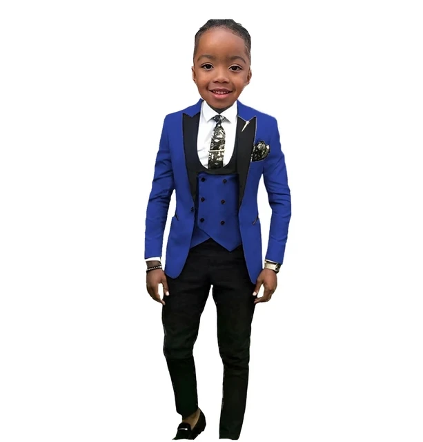 Boys Suits Jacket Pants Vest 3 Piece Set Formal Wedding Tuxedo Fashion Clothes for Kids Peak Lapel Blazer Child