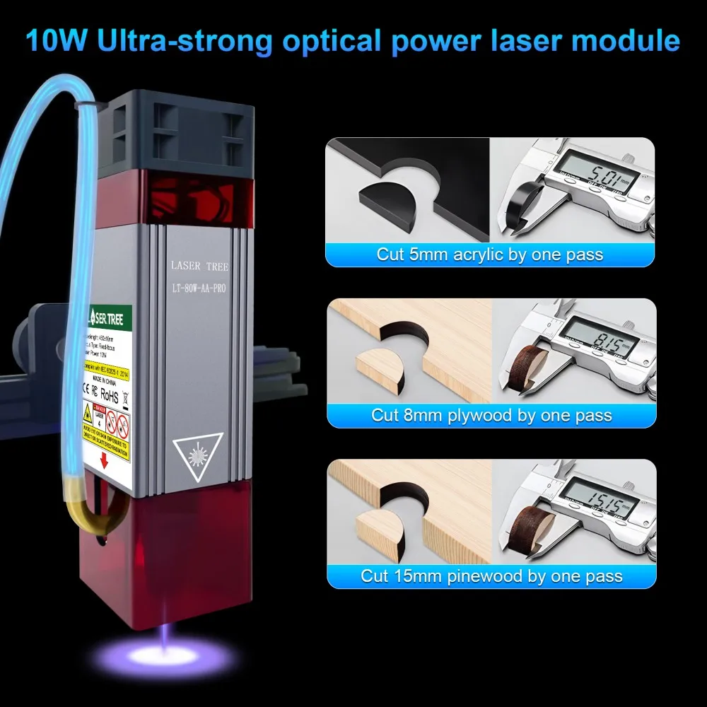 Árvore a laser quente 10w 450nm azul cnc diy módulo de gravação a laser de diodo de madeira kit de cabeça de corte para metal couro acrílico pedra mdf esfregar